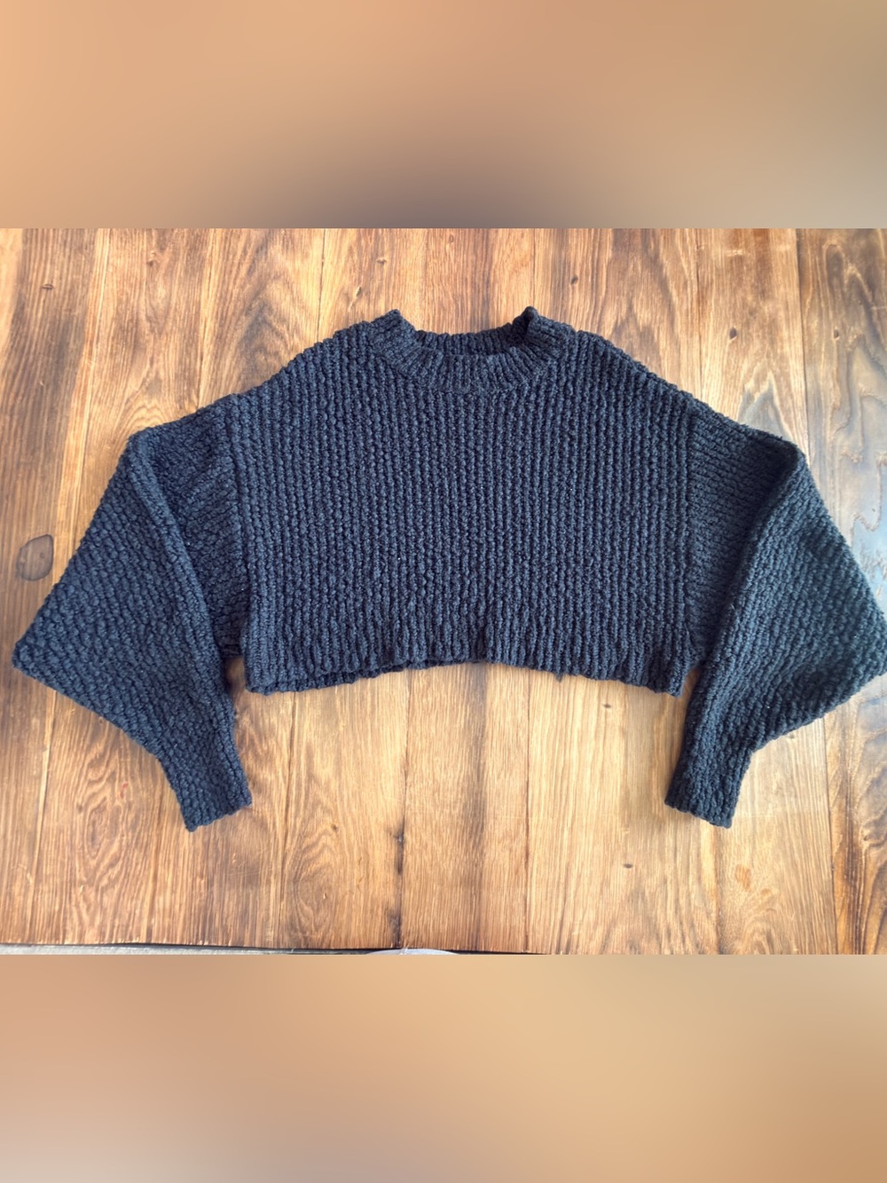 HYFVE Charcoal Cropped Chunky Crewneck Sweater